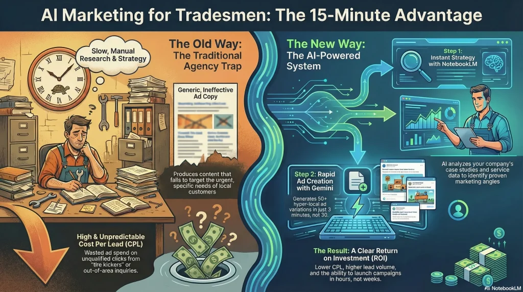 The 15-Minute Content Edge: Using NotebookLM for Research & Gemini for Hyper-Local Ad Copy That Converts ⚡ 1 AI Marketing The 15 Minute Advantage